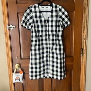LOFT Black and White Plaid Dress